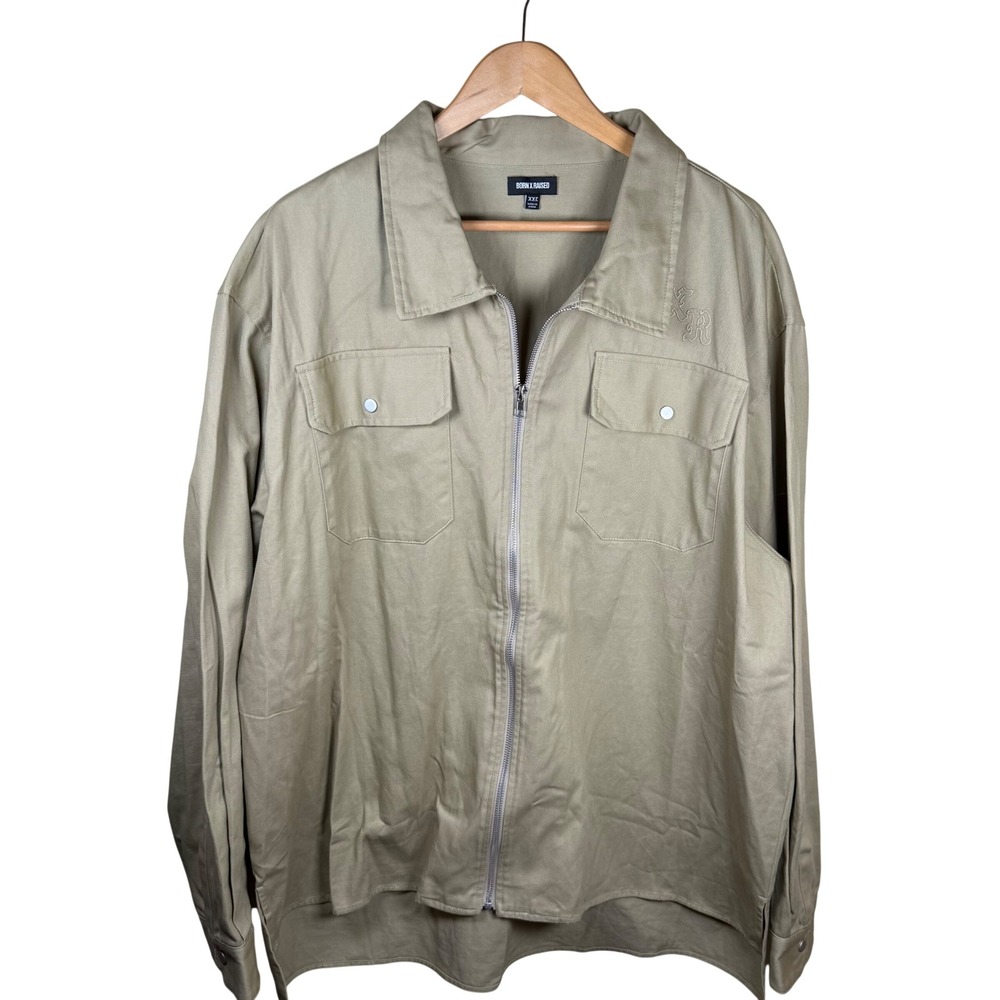 Born x Raised‎ Jaime Jarrin Drop Work Shirt Mens XXL Khaki BXR Embroidered Zip